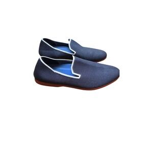 Glyph Men's Slip-On Shoes Size 9 Navy Blue White Trim Rubber Sole Textile Upper
